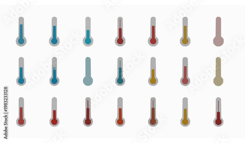 Termómetro iconos vector línea salud clima set