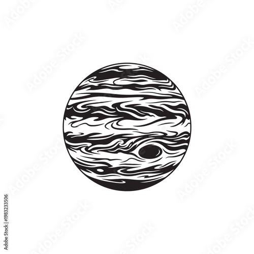 Stylized Illustration of Jupiters Swirling Clouds and Great Red Spot.