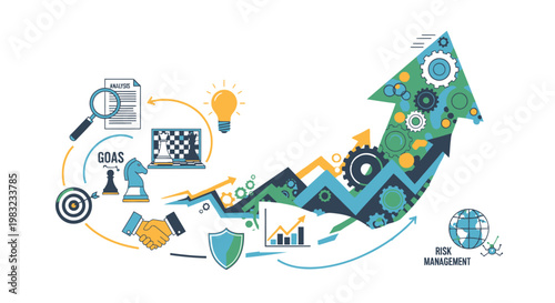 Business strategy and management icons.