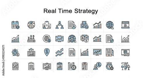Real Time Strategy Icons Set. Business and Finance Concept