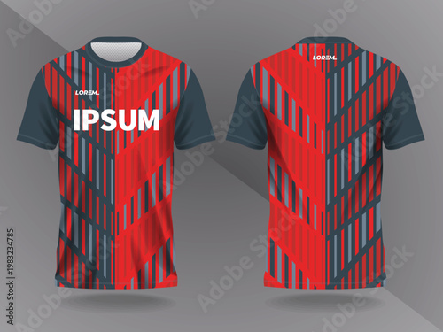 dark red and black abstract background and pattern for sport jersey design and mock up. front and back view template