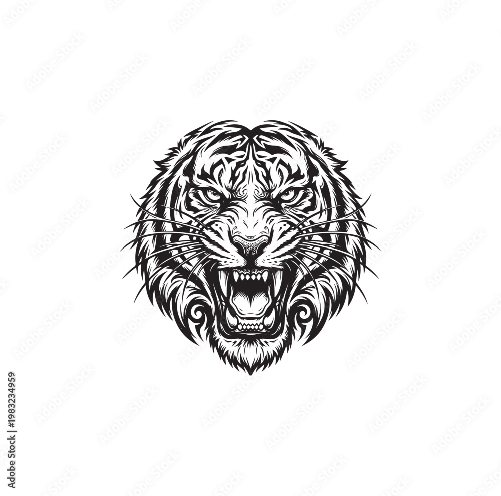Obraz premium Fierce Tiger Head Illustration.