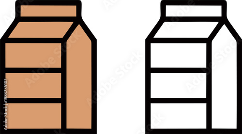 Milk Carton Packaging Beverage Box Icon Flat Style