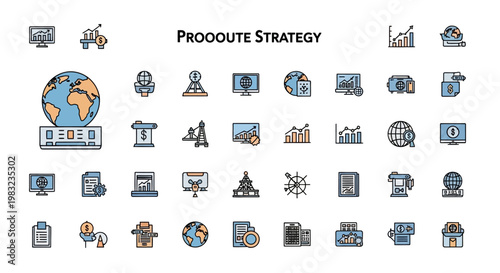 Promotion strategy icons. Marketing and advertising concept.