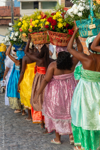 Line of offerings for Iemanja in Amoreiras