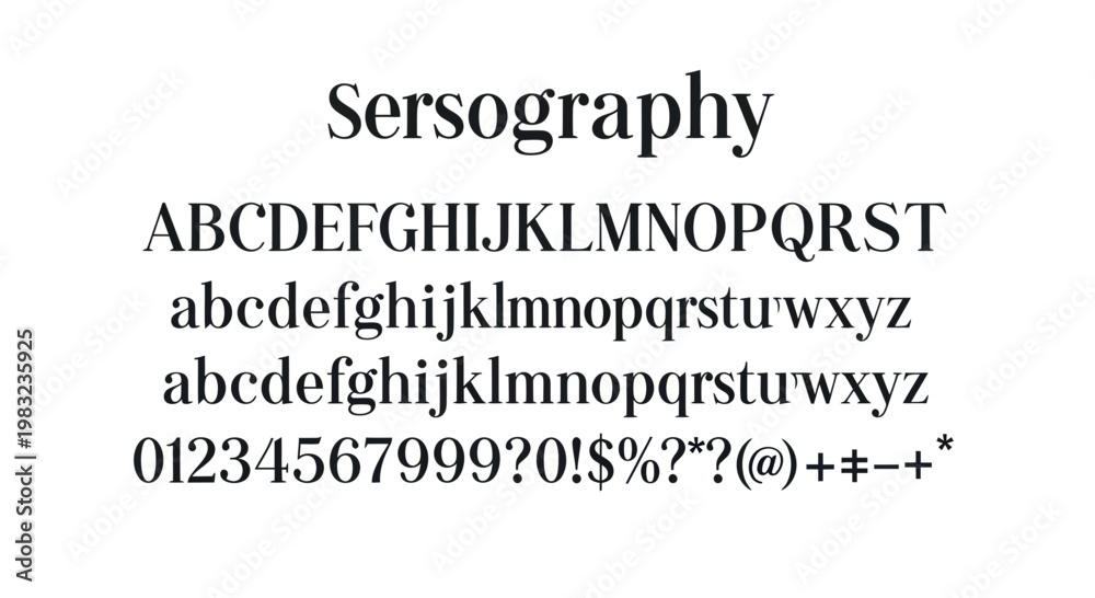 Fototapeta premium Elegant Serif Font Alphabet with Numbers and Symbols