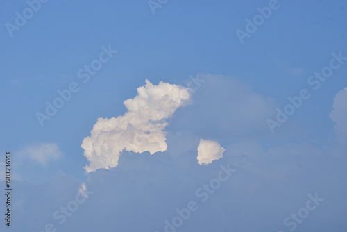 White Cloud in Blue Sky Background, Soft Nature Sky with Copy Space