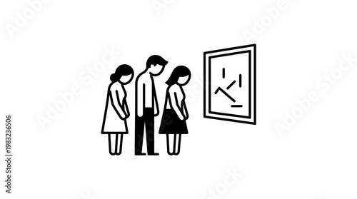 People Viewing Abstract Art in a Gallery
