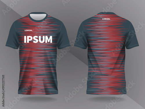 dark red and black abstract background and pattern for sport jersey design and mock up. front and back view template
