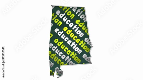 Alabama AL Education School Board District State Map Student Learning 3d Animation