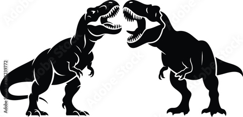 Black silhouette of dinosaur in a stylized cartoon design