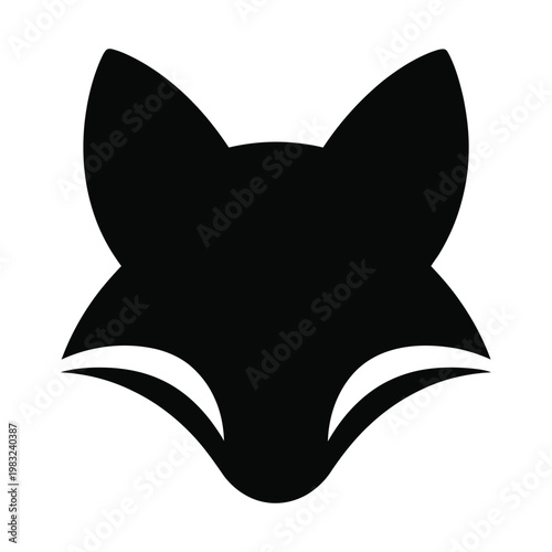A striking black fox head design against a pale gray background a bold silhouette