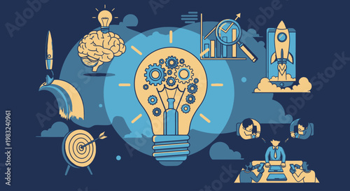 Innovation Idea Light Bulb Concept.