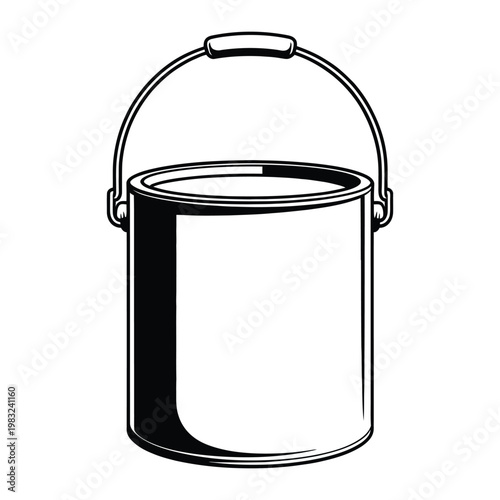 A classic black paint can with a handle depicted as a detailed silhouette