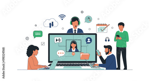 People on video conference call.