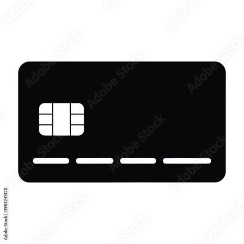 A black card with a magnetic stripe and chip depicted as a dark silhouette