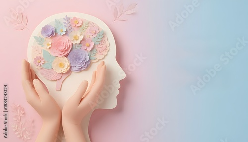 Mental Health Concept with Pastel Flowers