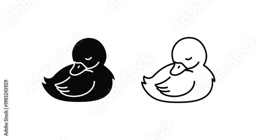 Duckling Pair Love Illustration Design Vector