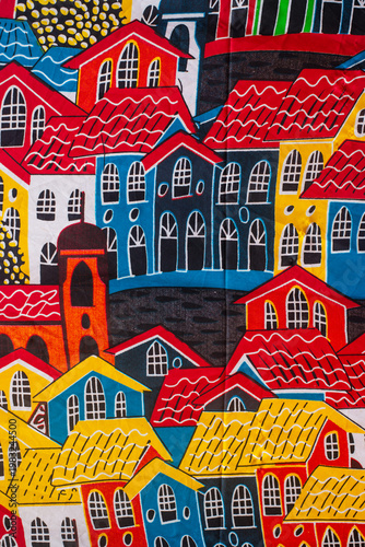 Foto Colorful Print of Colonial Houses