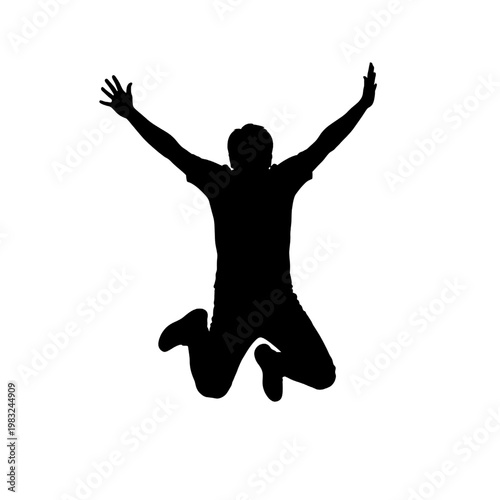 Man Jumping Silhouette Happy Freedom Joy.