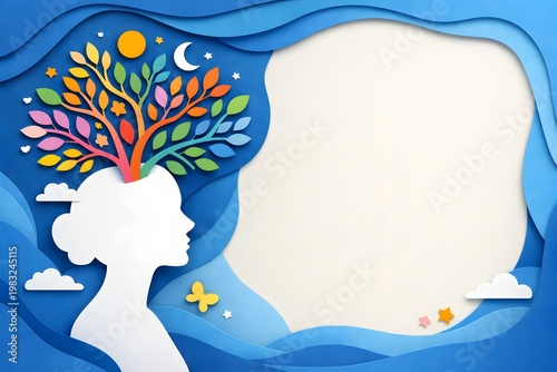 Creative mind concept, paper art style