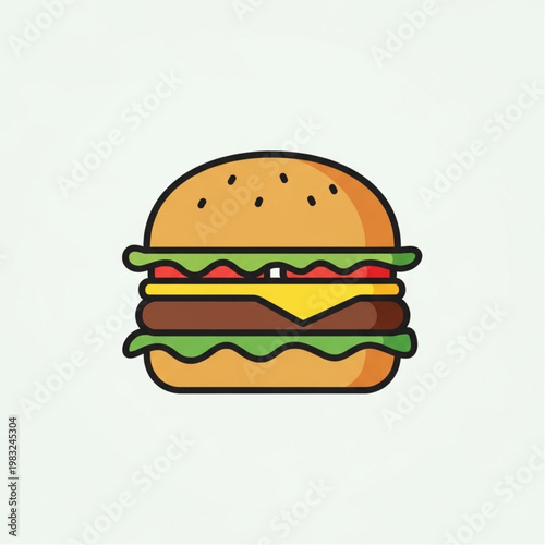 Illustration of a Double Cheeseburger with Lettuce and Tomato.