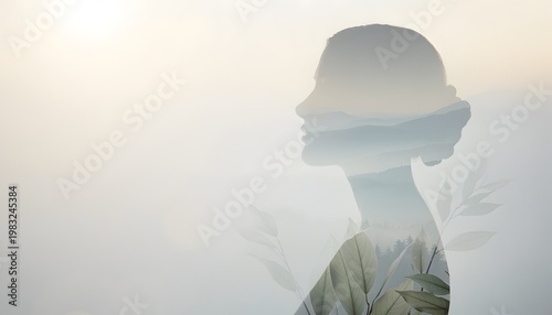 Double Exposure Woman and Nature