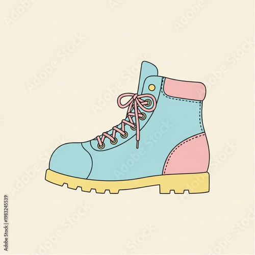 Illustration of a hiking boot with laces.