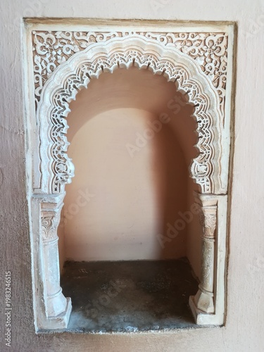 Interior arch in Alcazaba fortress, Malaga, Spain