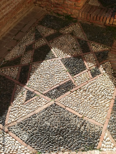 Mosaic floor in Alcazaba fortress, Malaga, Spain
