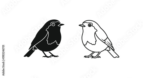 Black and Brown Bird Silhouettes Design Vector