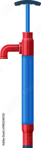 Manual well pump operating, providing fresh water with lever action