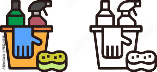 Cleaning Supplies Bucket Sponge Tools