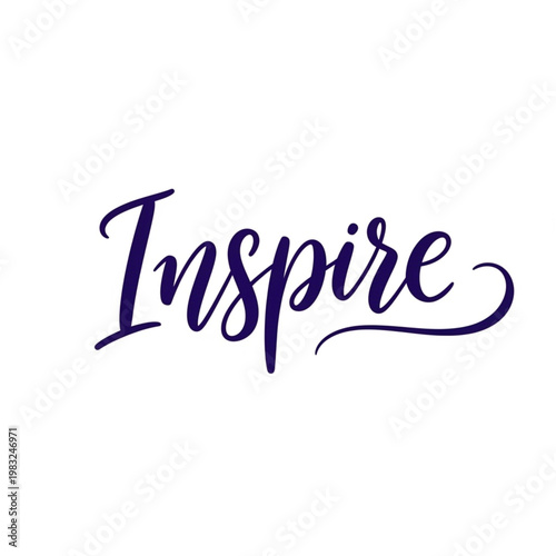 Inspire Word in Elegant Purple Script.