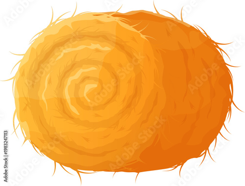 Round hay bale lying flat as fodder, symbolizing farm and harvest