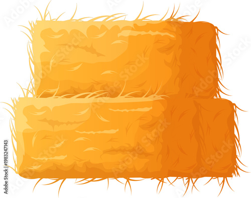 Stacked hay bales from an agricultural harvest on a white background