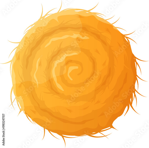 Round hay bale illustration showing farm season and traditional farming
