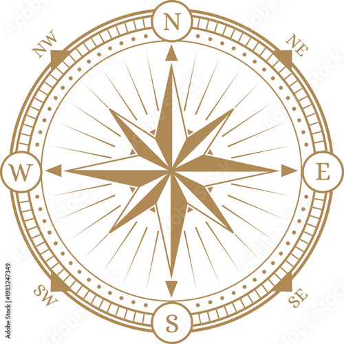 Compass rose illustration providing essential guidance for travel and exploration