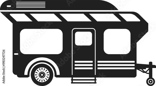 Camping trailer icon representing mobile home vehicle for vacation and adventure lifestyle