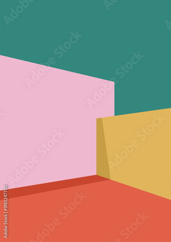 Minimalist room with vibrant blocks of color forming an eye catching background