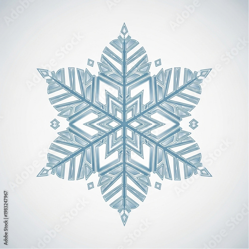 Intricate Blue Snowflake Design Element.