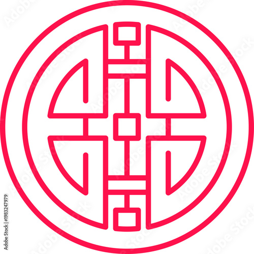 Traditional red Chinese double happiness symbol representing good fortune and marriage