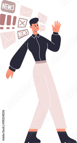 Person feeling stressed by excessive notifications, messages, and news updates