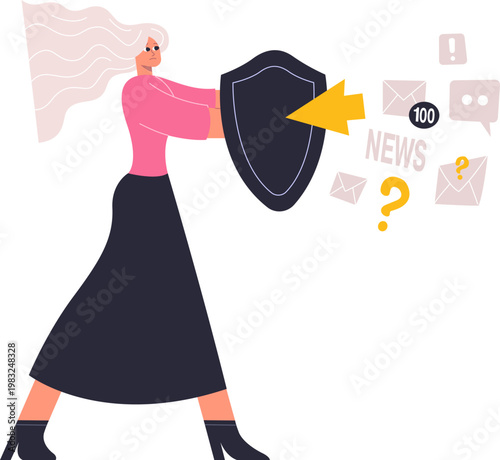 Woman protecting herself from news, spam, and overwhelming online information