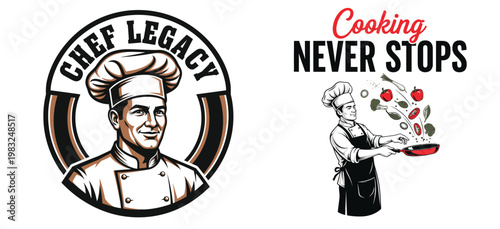 Chef cooking with passion and dedication in kitchen tshirt design
