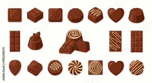 Assortment of sweet chocolate candies and bars