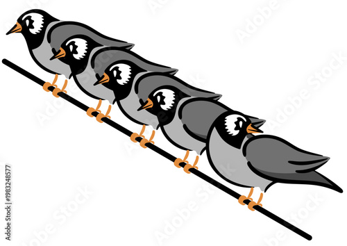 ムクドリの大群。害鳥のイラスト。アイソメトリック図。