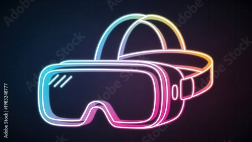 Striking neon glow virtual reality headset illustrating immersive digital exploration and future