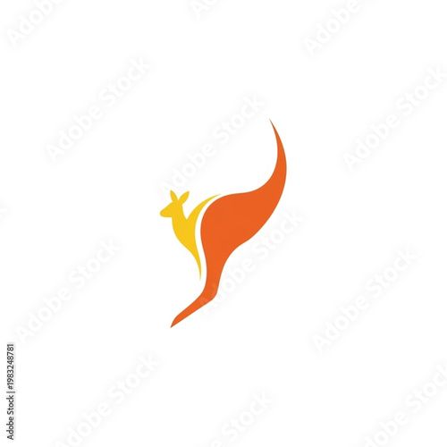 Kangaroo Silhouette Illustration in Orange Gradient.