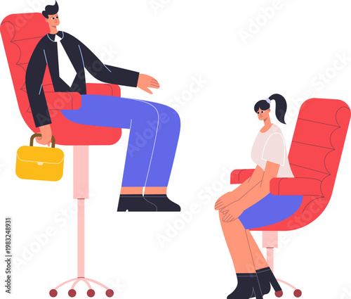 Business executive man interviewing female candidate in a professional setting